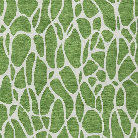 Green And Ivory Geometric Washable Indoor Outdoor Area Rug Photo 6