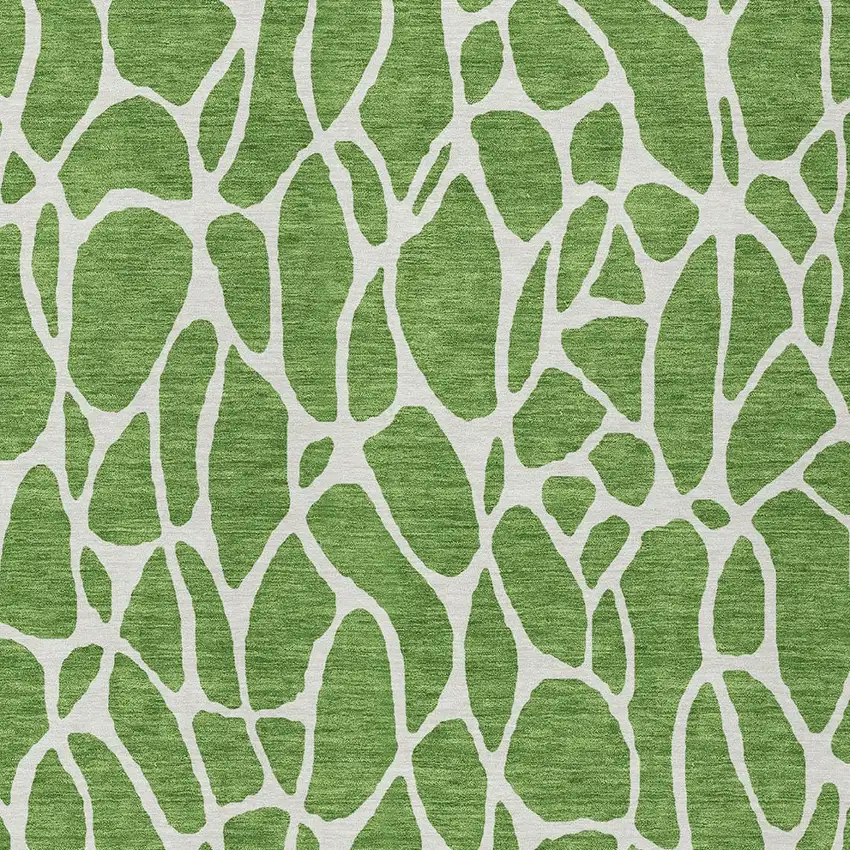 Green And Ivory Geometric Washable Indoor Outdoor Area Rug Photo 6