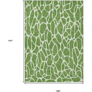 Photo of Green And Ivory Geometric Washable Indoor Outdoor Area Rug