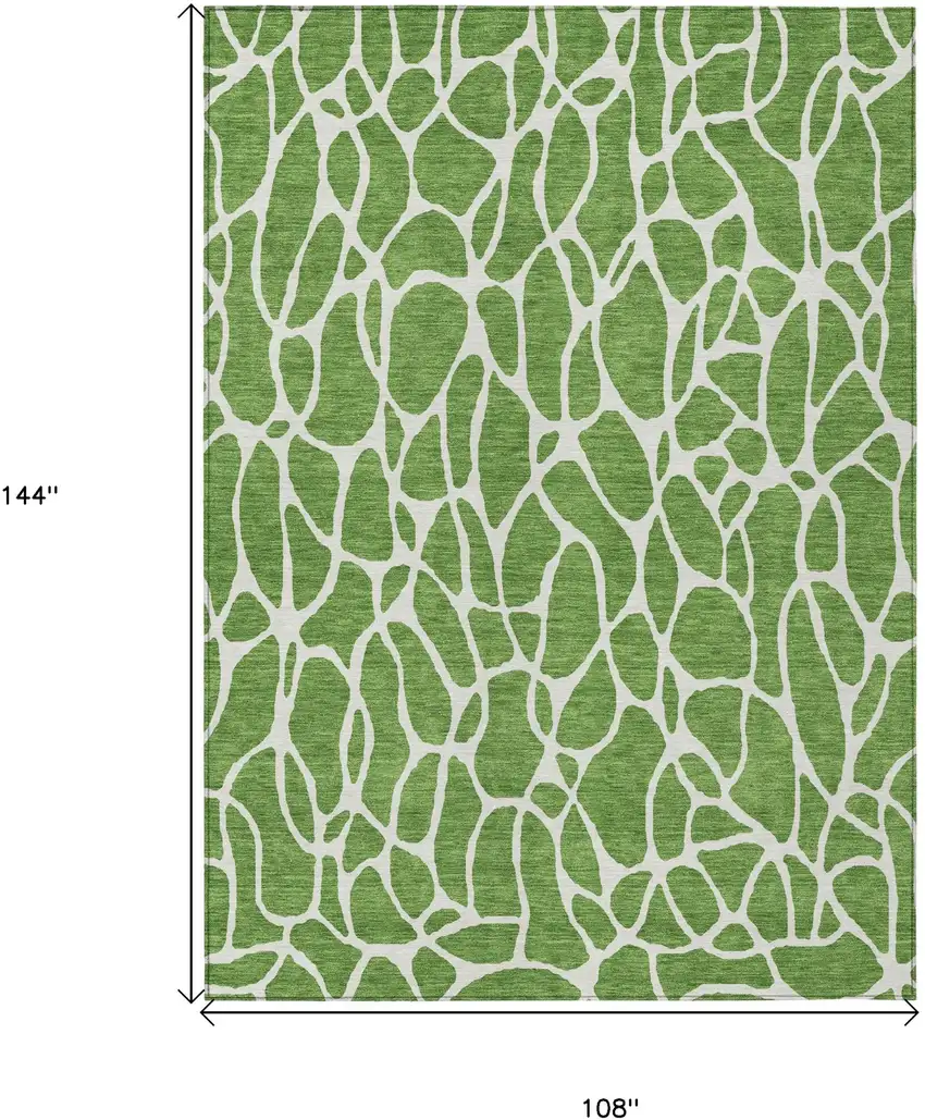 Green And Ivory Geometric Washable Indoor Outdoor Area Rug Photo 3