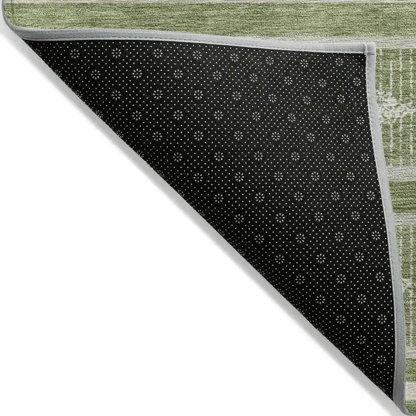 Green And Ivory Geometric Washable Indoor Outdoor Area Rug Photo 4