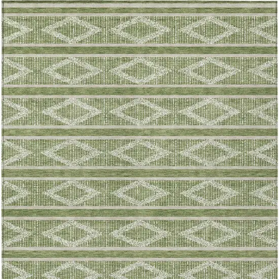 Green And Ivory Geometric Washable Indoor Outdoor Area Rug Photo 7