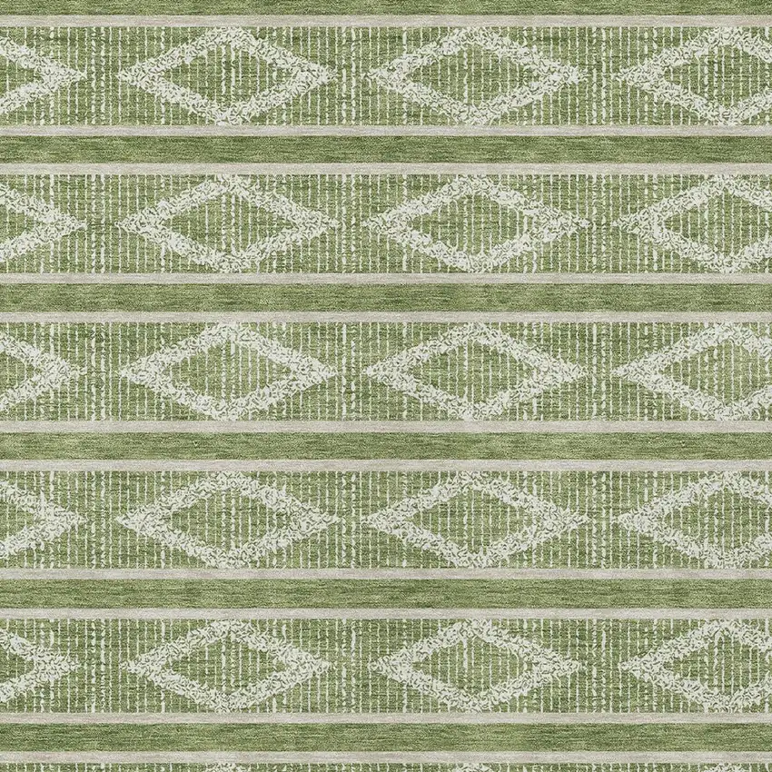 Green And Ivory Geometric Washable Indoor Outdoor Area Rug Photo 6