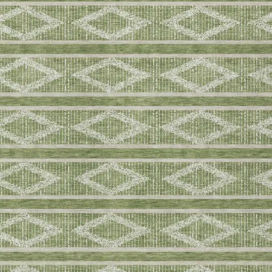 Green And Ivory Geometric Washable Indoor Outdoor Area Rug Photo 6