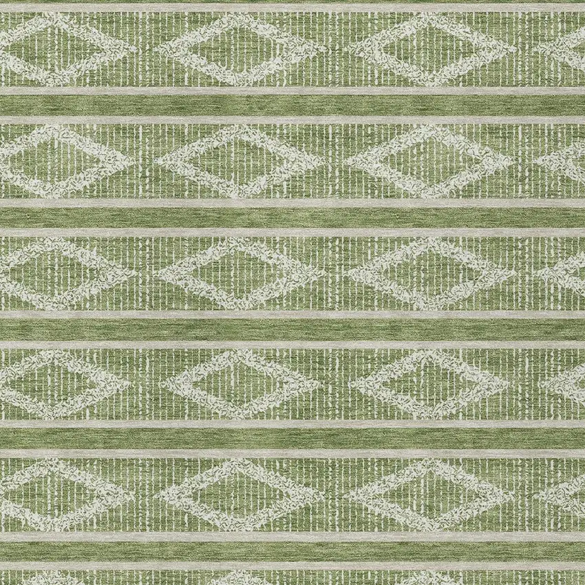 Green And Ivory Geometric Washable Indoor Outdoor Area Rug Photo 6