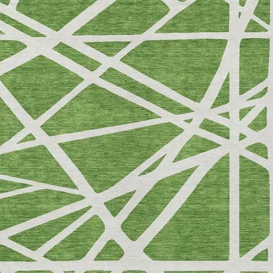 Green And Ivory Geometric Washable Indoor Outdoor Area Rug Photo 6