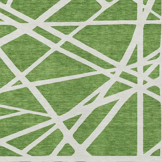 Green And Ivory Geometric Washable Indoor Outdoor Area Rug Photo 6