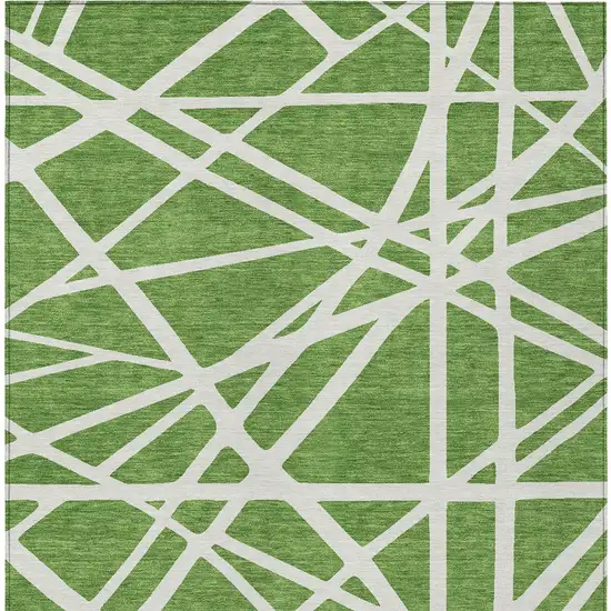 Green And Ivory Geometric Washable Indoor Outdoor Area Rug Photo 7