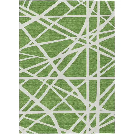 Green And Ivory Geometric Washable Indoor Outdoor Area Rug Photo 2