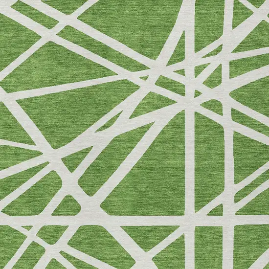Green And Ivory Geometric Washable Indoor Outdoor Area Rug Photo 6