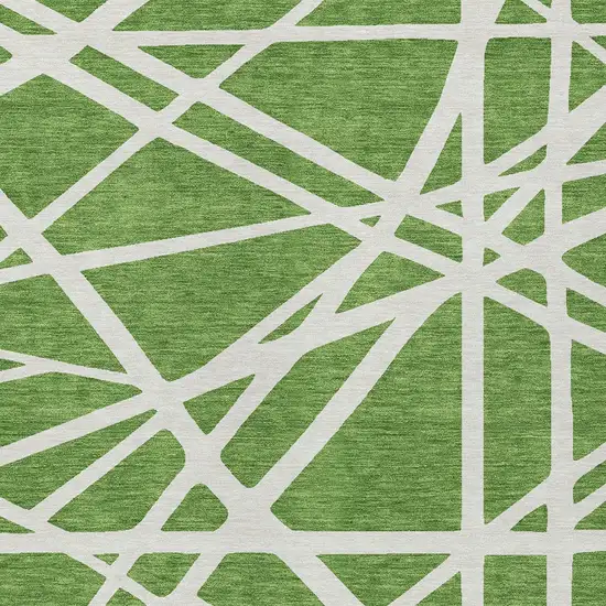 Green And Ivory Geometric Washable Indoor Outdoor Area Rug Photo 6