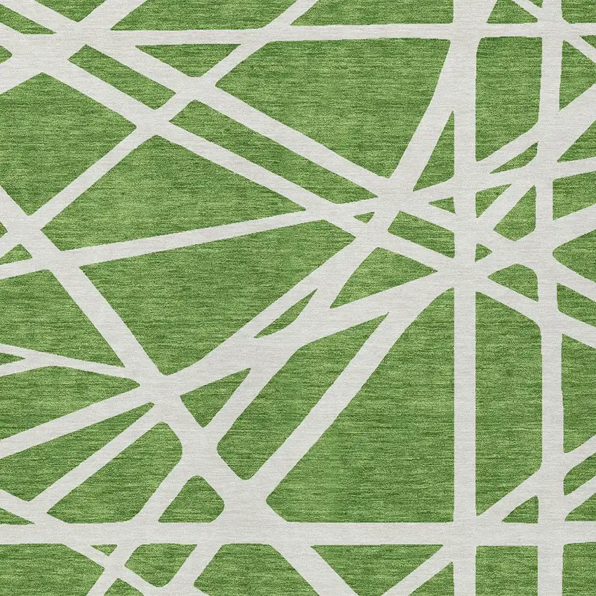 Green And Ivory Geometric Washable Indoor Outdoor Area Rug Photo 6