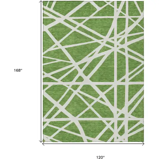 Green And Ivory Geometric Washable Indoor Outdoor Area Rug Photo 3