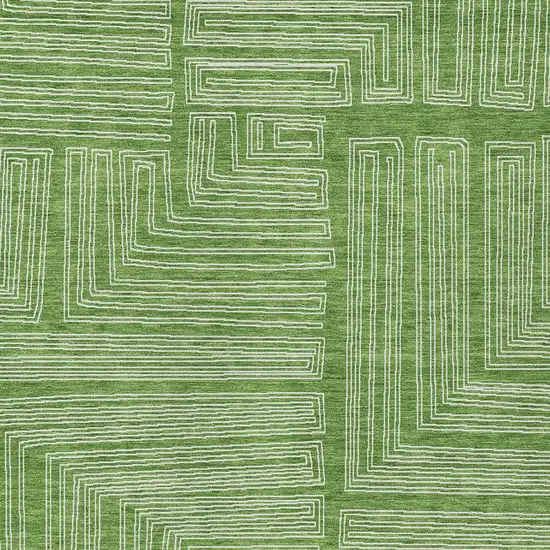 Green And Ivory Geometric Washable Indoor Outdoor Area Rug Photo 5