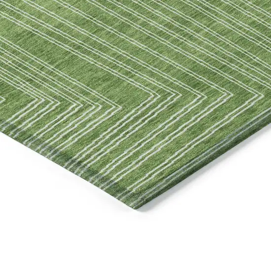 Green And Ivory Geometric Washable Indoor Outdoor Area Rug Photo 4