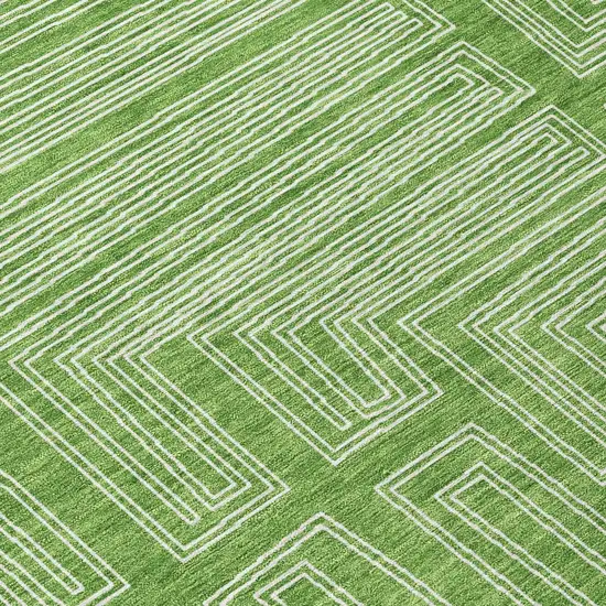 Green And Ivory Geometric Washable Indoor Outdoor Area Rug Photo 7