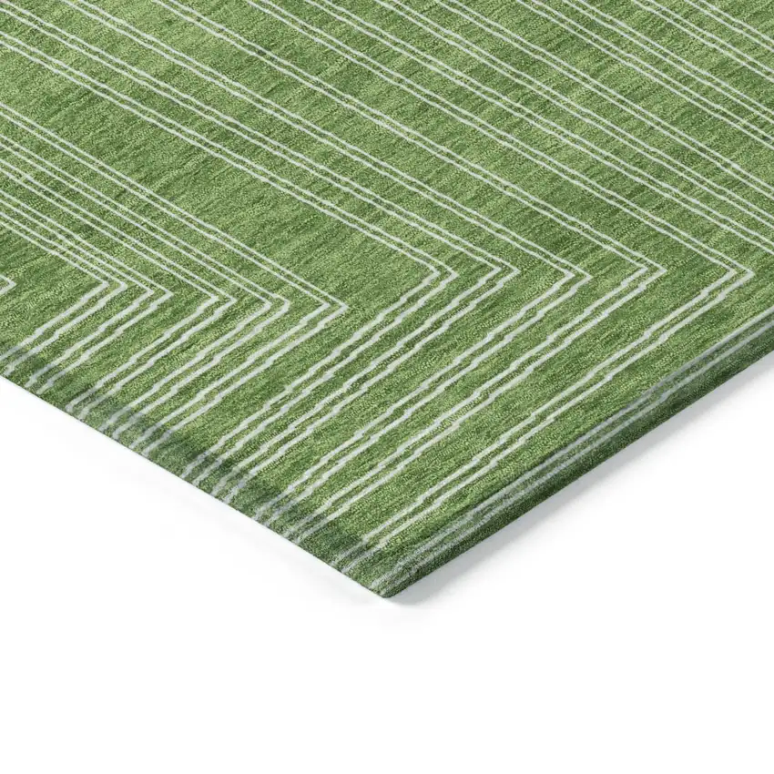 Green And Ivory Geometric Washable Indoor Outdoor Area Rug Photo 4