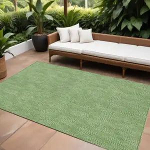Photo of Green And Ivory Geometric Washable Indoor Outdoor Area Rug