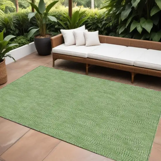 Green And Ivory Geometric Washable Indoor Outdoor Area Rug Photo 1