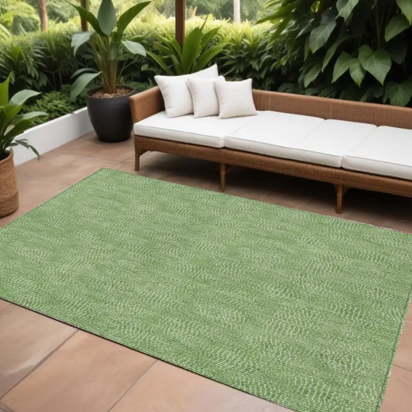 Green And Ivory Geometric Washable Indoor Outdoor Area Rug Photo 1