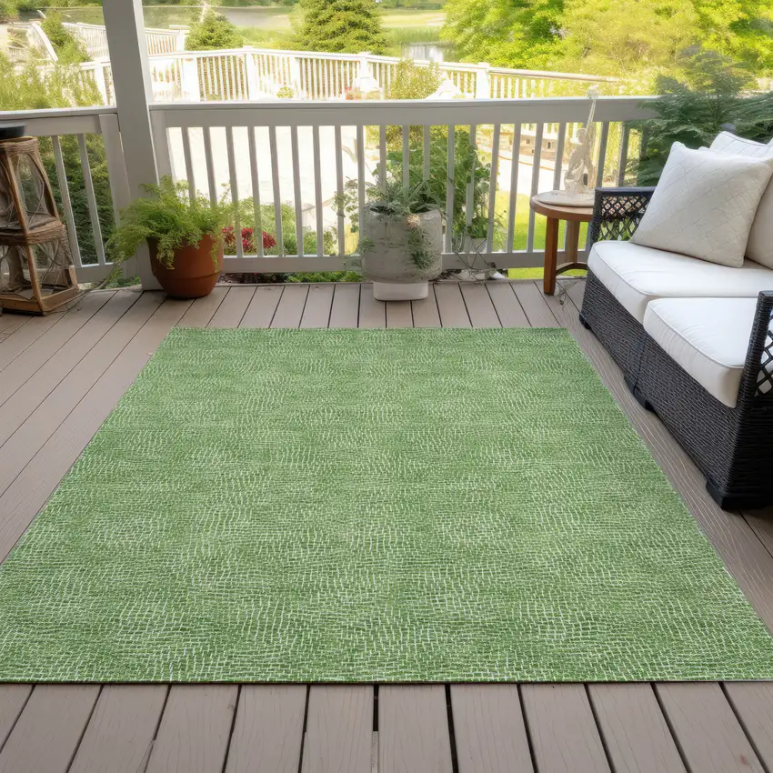 Green And Ivory Geometric Washable Indoor Outdoor Area Rug Photo 7