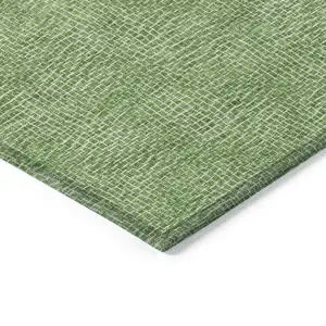 Photo of Green And Ivory Geometric Washable Indoor Outdoor Area Rug