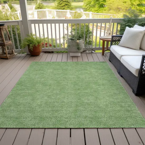 Green And Ivory Geometric Washable Indoor Outdoor Area Rug Photo 7