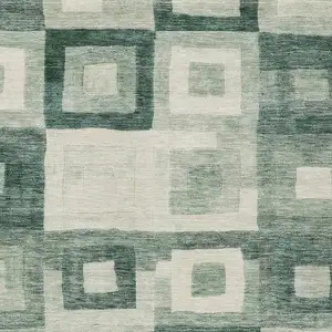 Photo of Green And Ivory Geometric Washable Indoor Outdoor Area Rug