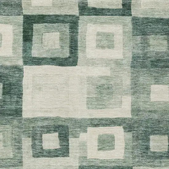 Green And Ivory Geometric Washable Indoor Outdoor Area Rug Photo 5