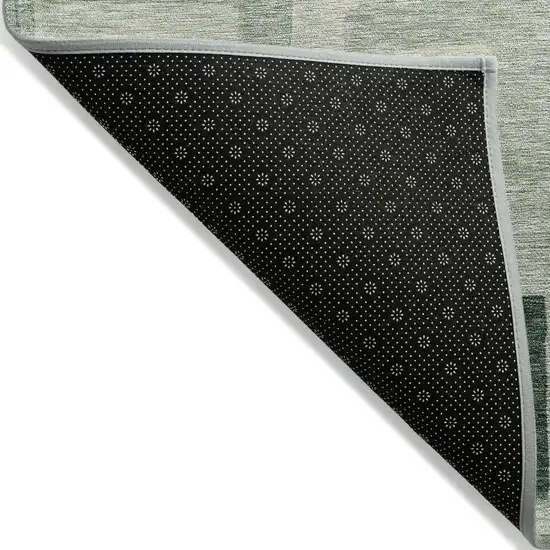Green And Ivory Geometric Washable Indoor Outdoor Area Rug Photo 3
