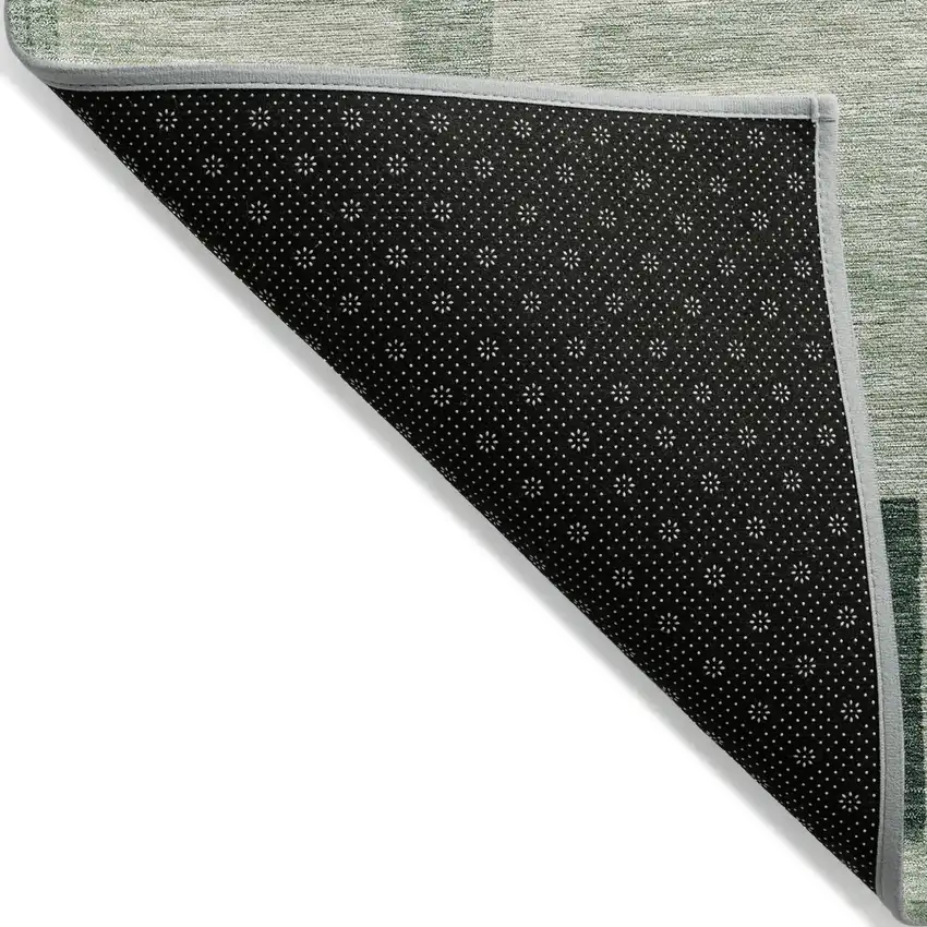 Green And Ivory Geometric Washable Indoor Outdoor Area Rug Photo 3