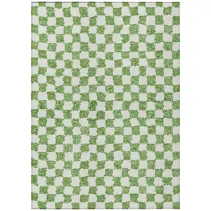 Photo of Green And Ivory Geometric Washable Indoor Outdoor Area Rug