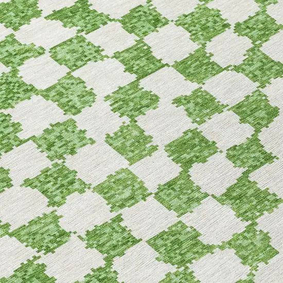 Green And Ivory Geometric Washable Indoor Outdoor Area Rug Photo 7