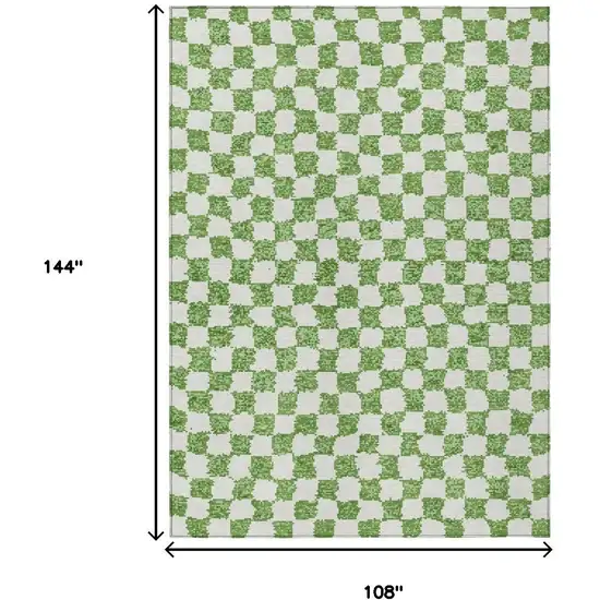 Green And Ivory Geometric Washable Indoor Outdoor Area Rug Photo 8