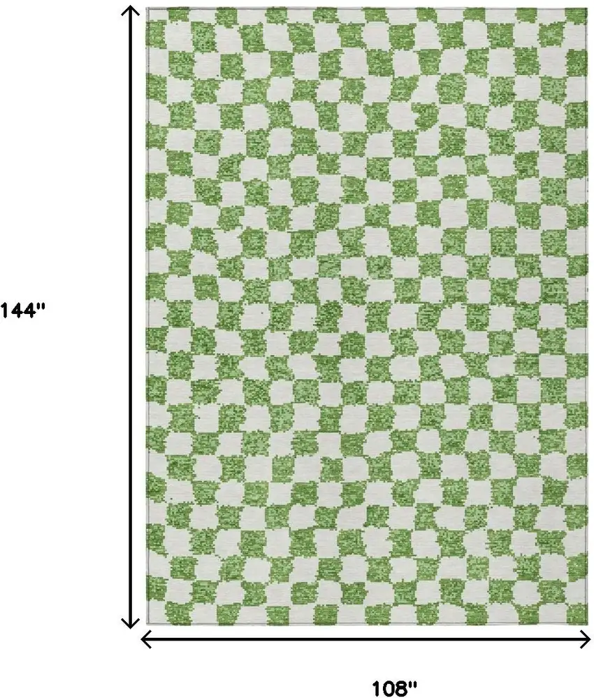 Green And Ivory Geometric Washable Indoor Outdoor Area Rug Photo 8