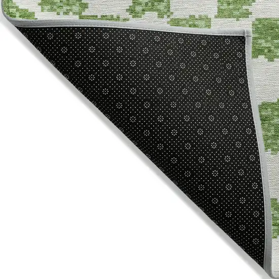 Green And Ivory Geometric Washable Indoor Outdoor Area Rug Photo 6