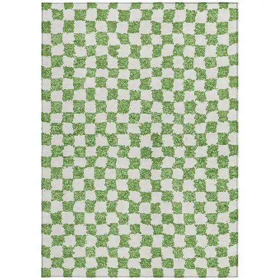 Green And Ivory Geometric Washable Indoor Outdoor Area Rug Photo 4