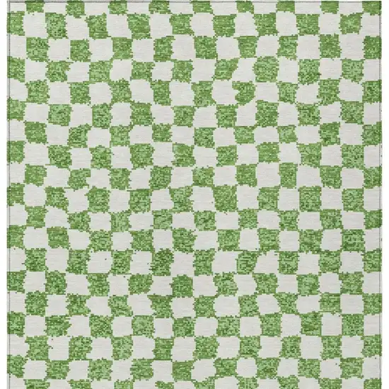 Green And Ivory Geometric Washable Indoor Outdoor Area Rug Photo 3