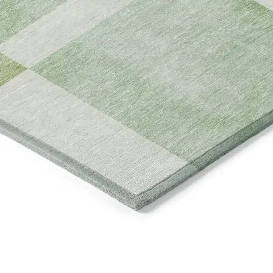 Green And Ivory Geometric Washable Indoor Outdoor Area Rug Photo 5