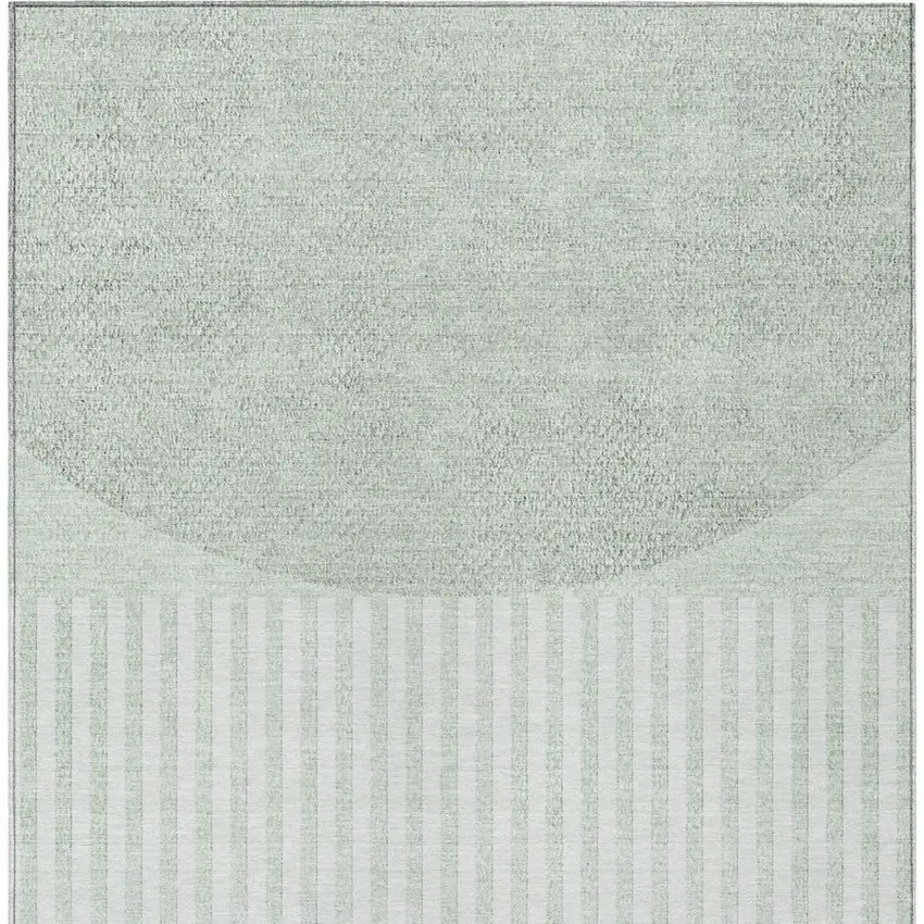 Green And Ivory Geometric Washable Indoor Outdoor Area Rug Photo 5