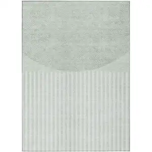 Photo of Green And Ivory Geometric Washable Indoor Outdoor Area Rug