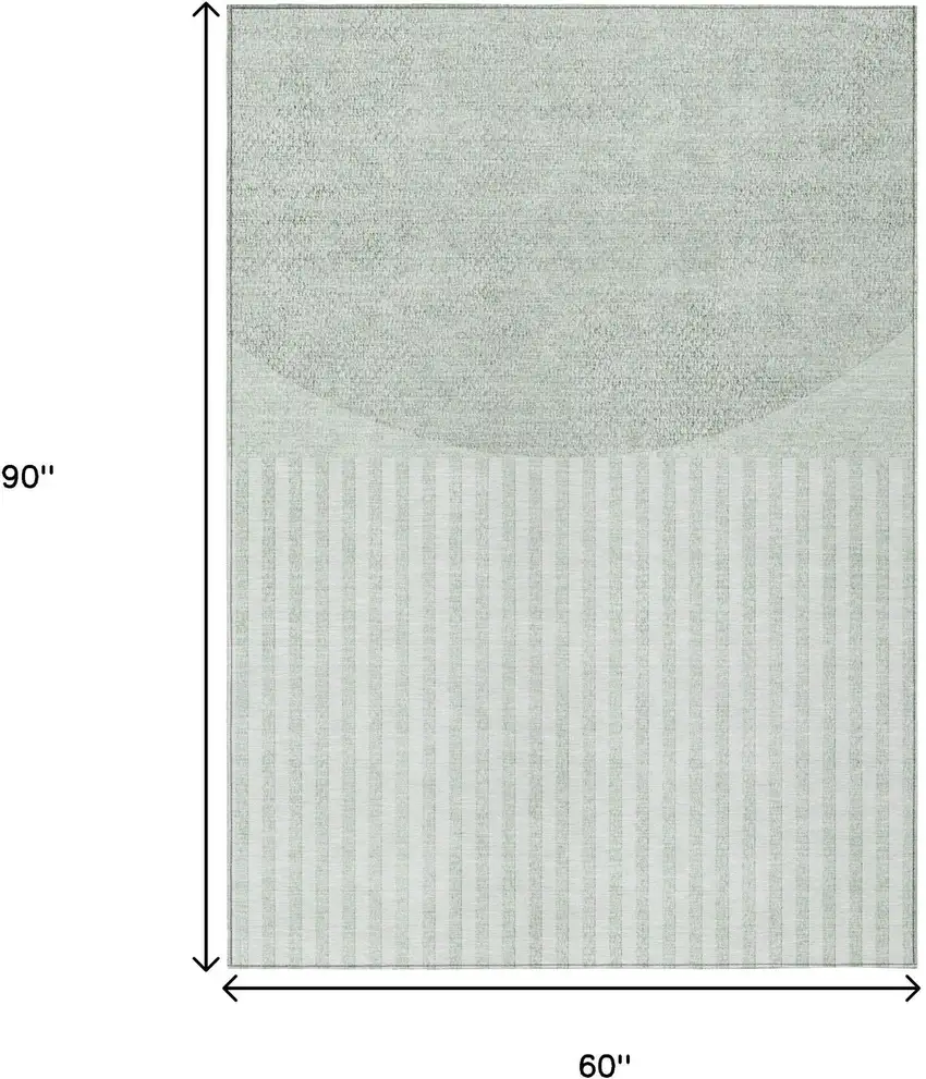 Green And Ivory Geometric Washable Indoor Outdoor Area Rug Photo 9