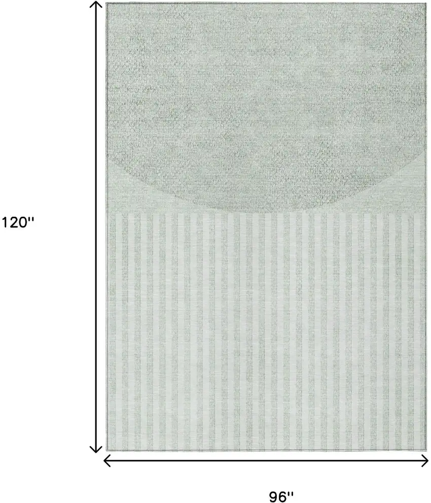 Green And Ivory Geometric Washable Indoor Outdoor Area Rug Photo 9