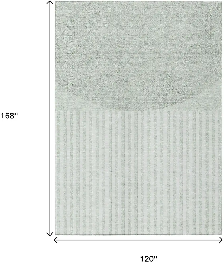 Green And Ivory Geometric Washable Indoor Outdoor Area Rug Photo 9