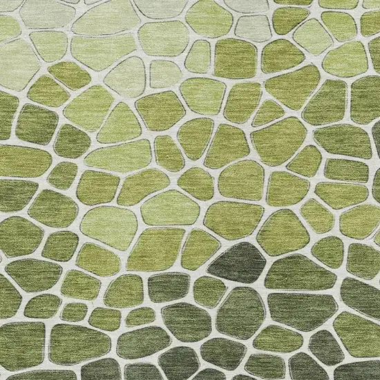 Green And Ivory Geometric Washable Indoor Outdoor Area Rug Photo 4