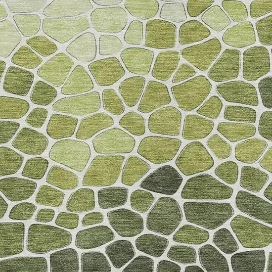 Green And Ivory Geometric Washable Indoor Outdoor Area Rug Photo 4