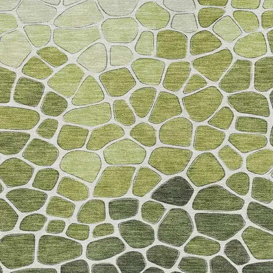 Green And Ivory Geometric Washable Indoor Outdoor Area Rug Photo 4