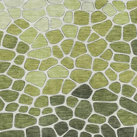 Green And Ivory Geometric Washable Indoor Outdoor Area Rug Photo 4