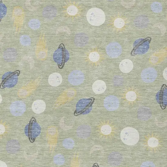 Green And Ivory Geometric Washable Indoor Outdoor Area Rug Photo 2