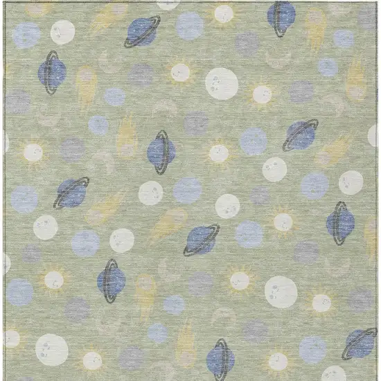 Green And Ivory Geometric Washable Indoor Outdoor Area Rug Photo 3